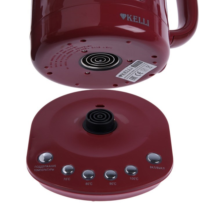 Чайник электрический KELLI KL-1373, стекло, 1.7 л, 2200 Вт, бордовый - фото 51408153 Чайник электрический KELLI KL-1373, стекло, 1.7 л, 2200 Вт, бордовый - фото 51408153