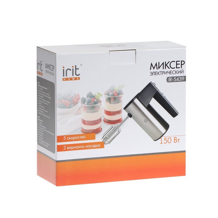 Миксер Irit IR-5439, ручной, 150 Вт, 5 скоростей, чёрно-серый - фото 51408202 Миксер Irit IR-5439, ручной, 150 Вт, 5 скоростей, чёрно-серый - фото 51408202