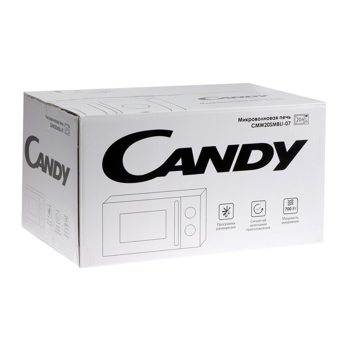 Микроволновая печь Candy CMW20SMBLI-07, 700 Вт, 20 л, 6 режимов, чёрная - фото 51408228 Микроволновая печь Candy CMW20SMBLI-07, 700 Вт, 20 л, 6 режимов, чёрная - фото 51408228