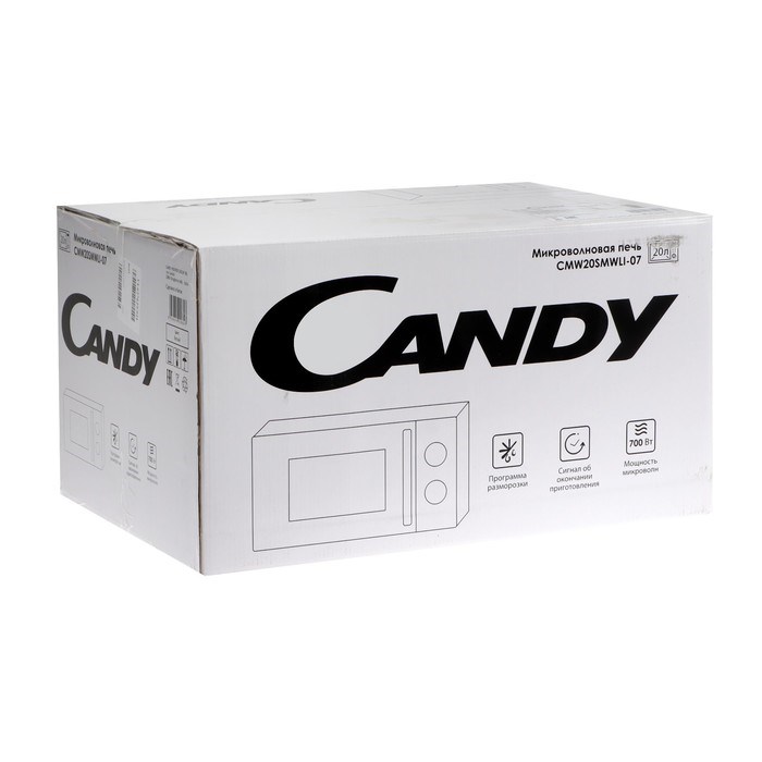 Микроволновая печь Candy CMW20SMWLI-07, 700 Вт, 20 л, 6 режимов, бело-чёрная - фото 51408235 Микроволновая печь Candy CMW20SMWLI-07, 700 Вт, 20 л, 6 режимов, бело-чёрная - фото 51408235