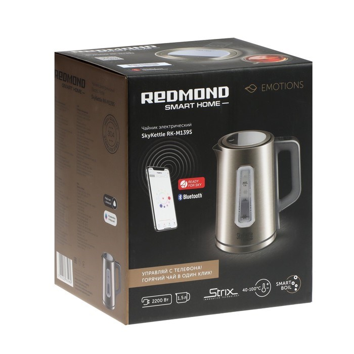 Чайник электрический Redmond SkyKettle RK-M139S, металл, 1.5 л, 2200 Вт, розовый - фото 51408347 Чайник электрический Redmond SkyKettle RK-M139S, металл, 1.5 л, 2200 Вт, розовый - фото 51408347