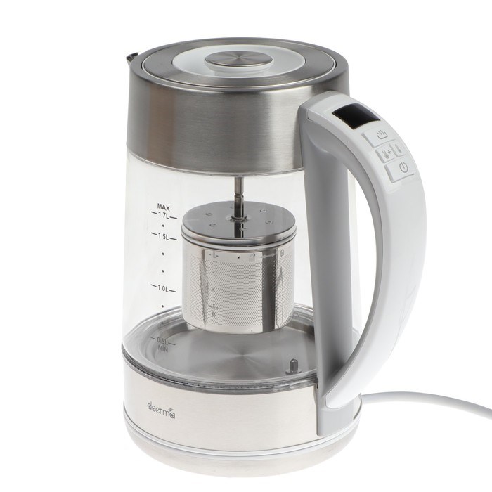 Чайник электрический DEERMA DEM-SH50W, стекло, 1.7 л, 2200 Вт, регулировка t°, серебристый - фото 51408411 Чайник электрический DEERMA DEM-SH50W, стекло, 1.7 л, 2200 Вт, регулировка t°, серебристый - фото 51408411