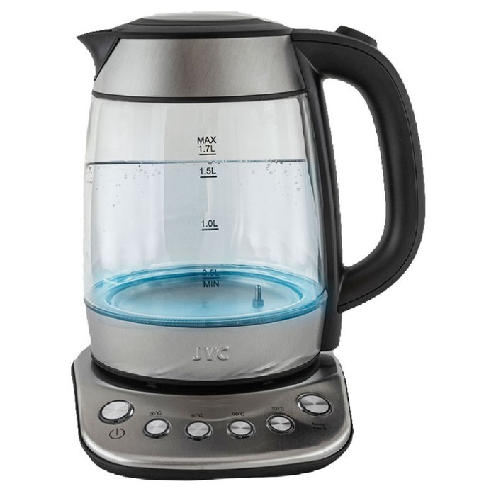 Чайники jvc JK-KE1825, стекло, 1.7 л, 2200 Вт, чёрный с серебристым - фото 51409297 Чайники jvc JK-KE1825, стекло, 1.7 л, 2200 Вт, чёрный с серебристым - фото 51409297