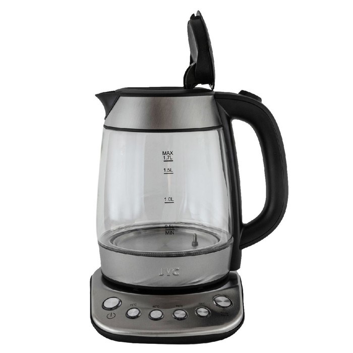 Чайники jvc JK-KE1825, стекло, 1.7 л, 2200 Вт, чёрный с серебристым - фото 51409298 Чайники jvc JK-KE1825, стекло, 1.7 л, 2200 Вт, чёрный с серебристым - фото 51409298