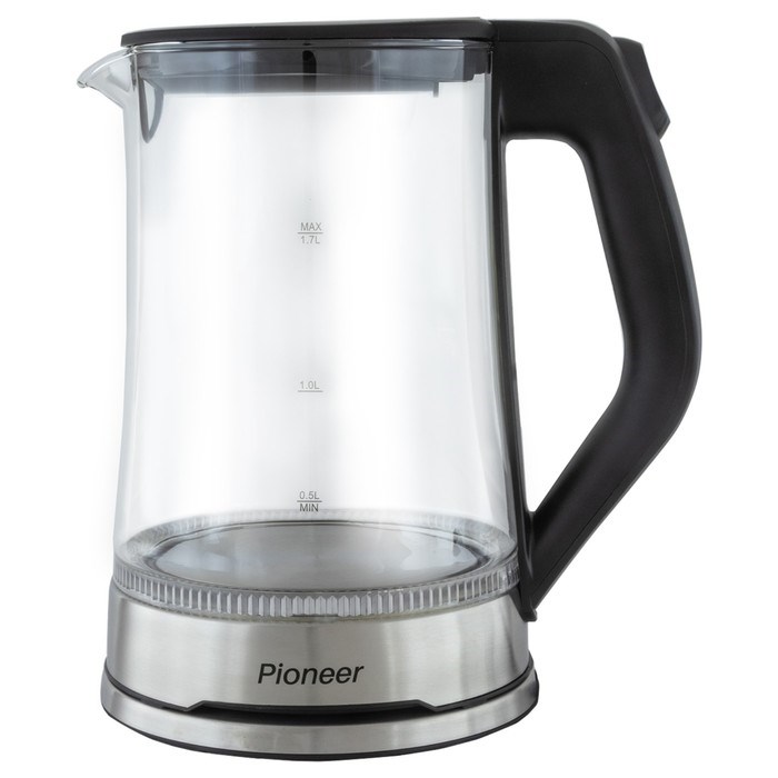 Чайники Pioneer KE803G, стекло, 1.7 л, 2200 Вт, чёрный - фото 51409309 Чайники Pioneer KE803G, стекло, 1.7 л, 2200 Вт, чёрный - фото 51409309
