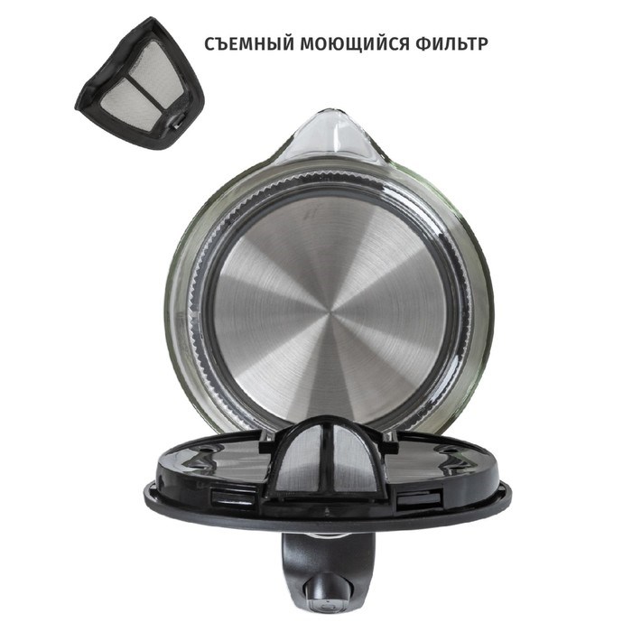 Чайники Pioneer KE803G, стекло, 1.7 л, 2200 Вт, чёрный - фото 51409311 Чайники Pioneer KE803G, стекло, 1.7 л, 2200 Вт, чёрный - фото 51409311