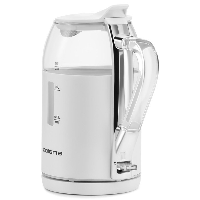 Чайник электрический Polaris PWK 1563CGL, стекло, 1.5 л, 2200 Вт, белый - фото 51410089 Чайник электрический Polaris PWK 1563CGL, стекло, 1.5 л, 2200 Вт, белый - фото 51410089