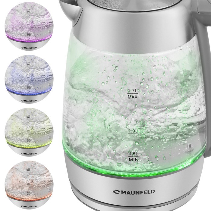 Чайник MAUNFELD MFK-6111G, стекло, 1.7 л, 2200 Вт, серый - фото 51410305 Чайник MAUNFELD MFK-6111G, стекло, 1.7 л, 2200 Вт, серый - фото 51410305