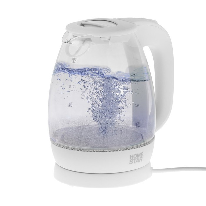 Чайник электрический Homestar HS-1012, стекло, 1.7 л, 2200 Вт, белый - фото 51410502 Чайник электрический Homestar HS-1012, стекло, 1.7 л, 2200 Вт, белый - фото 51410502