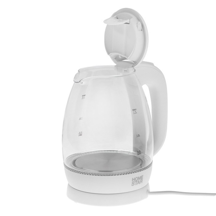 Чайник электрический Homestar HS-1012, стекло, 1.7 л, 2200 Вт, белый - фото 51410507 Чайник электрический Homestar HS-1012, стекло, 1.7 л, 2200 Вт, белый - фото 51410507