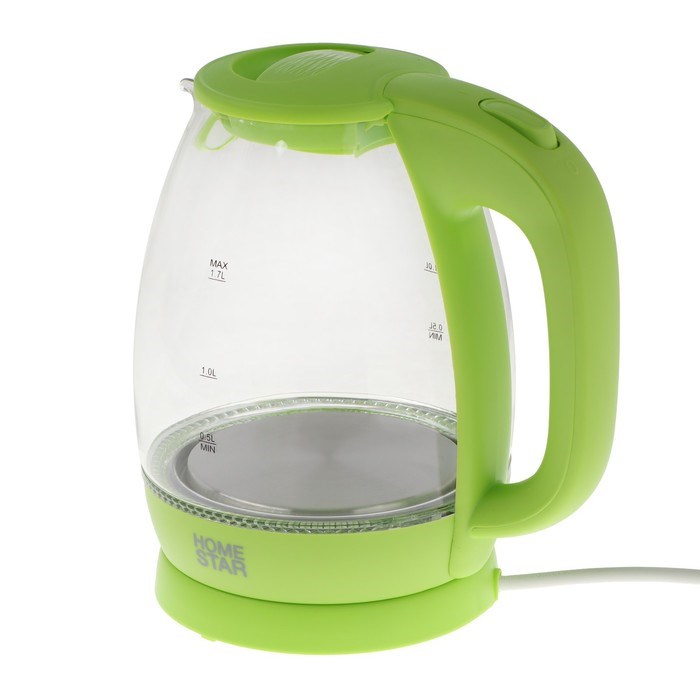 Чайник электрический Homestar HS-1012, стекло, 1.7 л, 2200 Вт, зеленый - фото 51410512 Чайник электрический Homestar HS-1012, стекло, 1.7 л, 2200 Вт, зеленый - фото 51410512