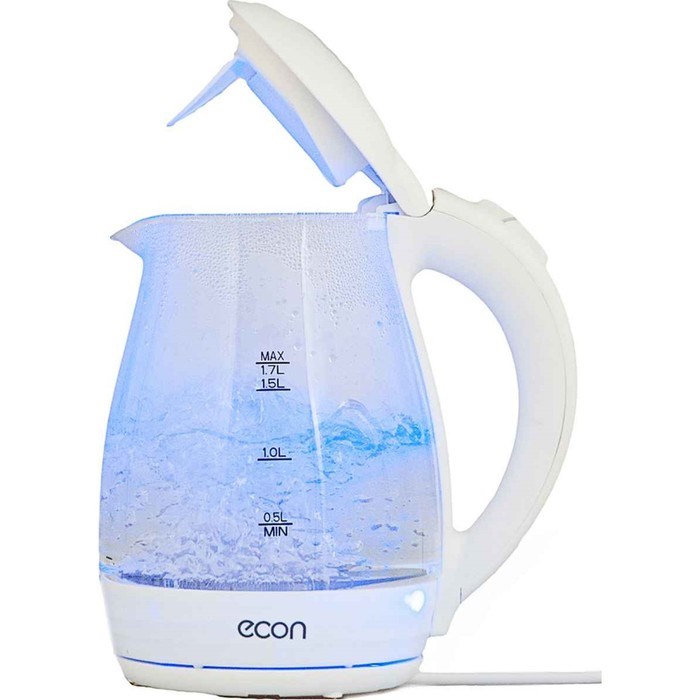 Чайник электрический Econ ECO-1739KE, 2200Вт, стекло, 1,7 л, цвет белый - фото 51410550 Чайник электрический Econ ECO-1739KE, 2200Вт, стекло, 1,7 л, цвет белый - фото 51410550