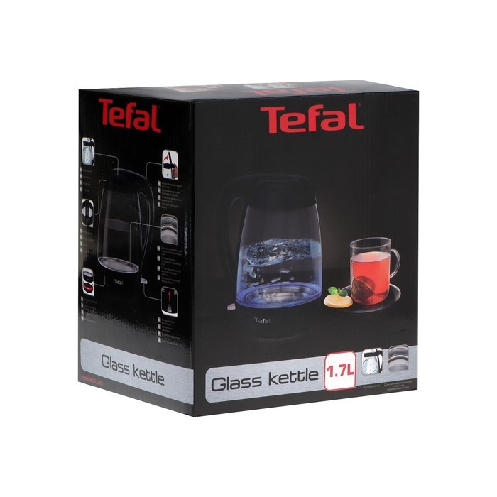 Чайник электрический TEFAL KO450832, стекло, 1.7 л, 2400 Вт, чёрный - фото 51410847 Чайник электрический TEFAL KO450832, стекло, 1.7 л, 2400 Вт, чёрный - фото 51410847
