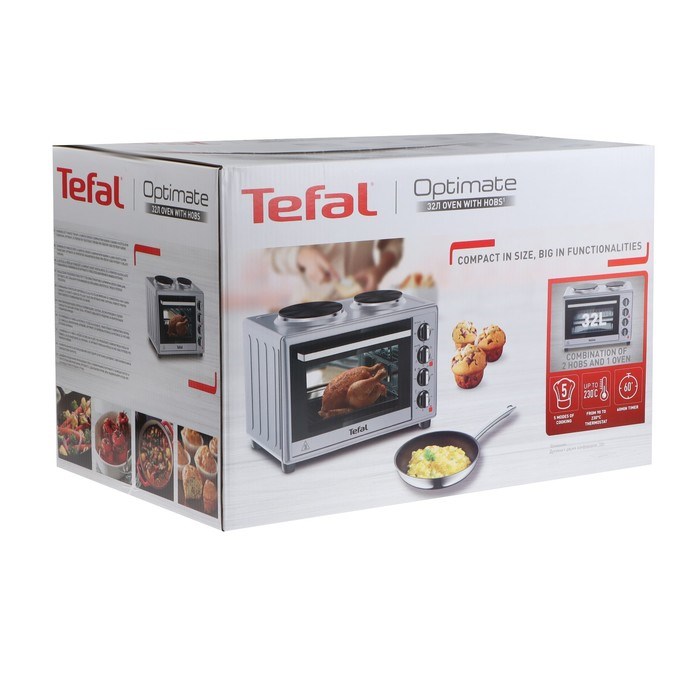 Мини печь Tefal OF463D30, 3000 Вт, 32 л, гриль, конвекция, таймер, серебристо-чёрная - фото 51410931 Мини печь Tefal OF463D30, 3000 Вт, 32 л, гриль, конвекция, таймер, серебристо-чёрная - фото 51410931