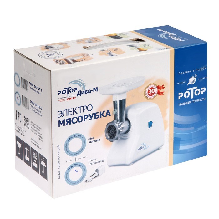 Мясорубка «Дива-М» ЭМШ 30/230-2, 1500 Вт, 0.6 кг/мин, соковыжималка, белая - фото 51411166 Мясорубка «Дива-М» ЭМШ 30/230-2, 1500 Вт, 0.6 кг/мин, соковыжималка, белая - фото 51411166