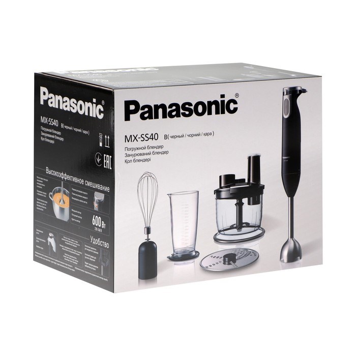 Блендер Panasonic MX-SS40BTQ, погружной, 600 Вт, 5 скоростей, чёрный - фото 51411562 Блендер Panasonic MX-SS40BTQ, погружной, 600 Вт, 5 скоростей, чёрный - фото 51411562