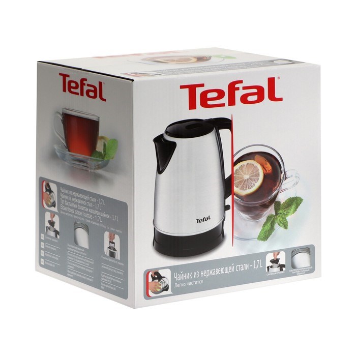 Чайник электрический Tefal KI150D30, металл, 1.7 л, 2400 Вт, серебристо-чёрный - фото 51411694 Чайник электрический Tefal KI150D30, металл, 1.7 л, 2400 Вт, серебристо-чёрный - фото 51411694