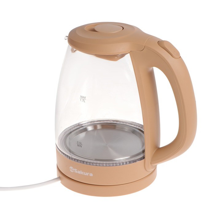 Чайник электрический Sakura SA-2733BG, стекло, 1.7 л, 2200 Вт, бежевый - фото 51412415 Чайник электрический Sakura SA-2733BG, стекло, 1.7 л, 2200 Вт, бежевый - фото 51412415