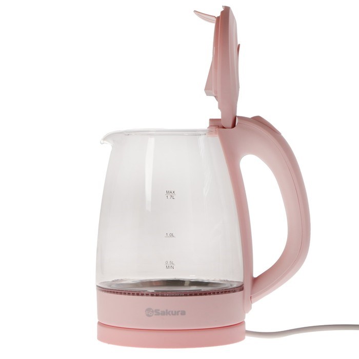 Чайник электрический Sakura SA-2733BG, стекло, 1.7 л, 2200 Вт, розовый - фото 51412428 Чайник электрический Sakura SA-2733BG, стекло, 1.7 л, 2200 Вт, розовый - фото 51412428