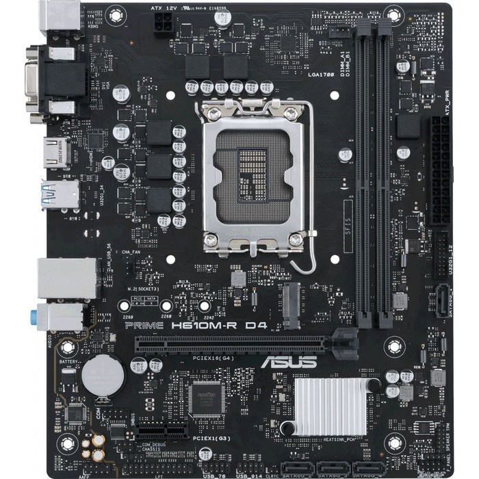 Материнская плата Asus PRIME H610M-R D4-SI, LGA1700, H610, 2хDDR4, VGA, HDMI, DVI, mATX - фото 51412566 Материнская плата Asus PRIME H610M-R D4-SI, LGA1700, H610, 2хDDR4, VGA, HDMI, DVI, mATX - фото 51412566
