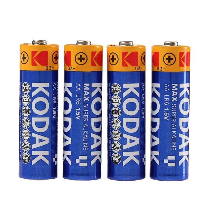Батарейка алкалиновая Kodak Max, AA, LR6-4BL, 1.5В, блистер, 4 шт. - фото 51412780 Батарейка алкалиновая Kodak Max, AA, LR6-4BL, 1.5В, блистер, 4 шт. - фото 51412780