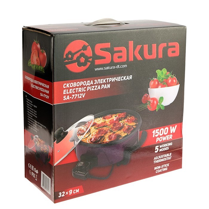 Сковорода электрическая Sakura SA-7712V, 1500 Вт, d=32, глубина 9 см - фото 51412796 Сковорода электрическая Sakura SA-7712V, 1500 Вт, d=32, глубина 9 см - фото 51412796