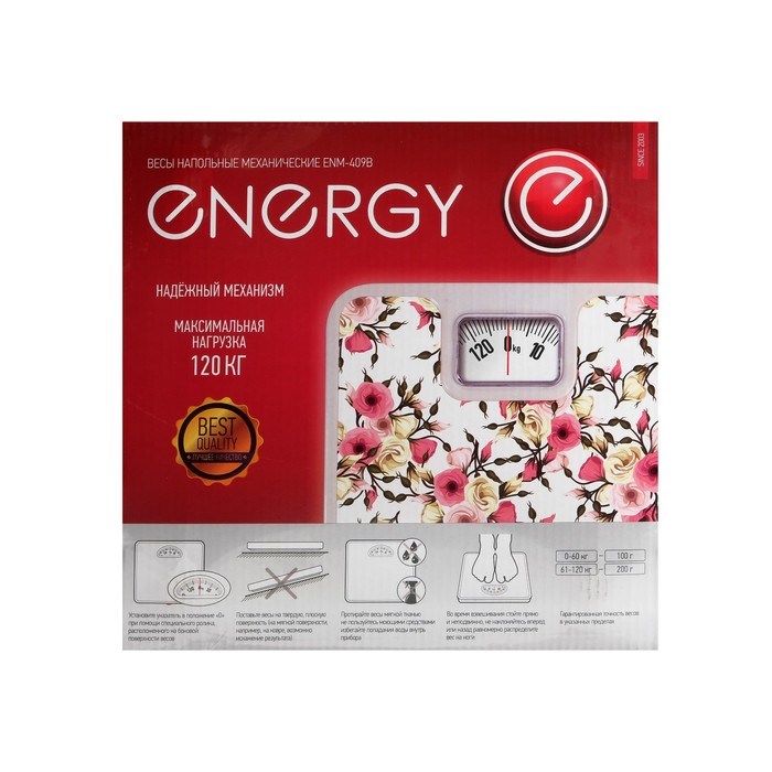 Весы напольные ENERGY ENМ-409B, механические, до 120 кг, картинка "Кустовые розы" - фото 51412845 Весы напольные ENERGY ENМ-409B, механические, до 120 кг, картинка "Кустовые розы" - фото 51412845