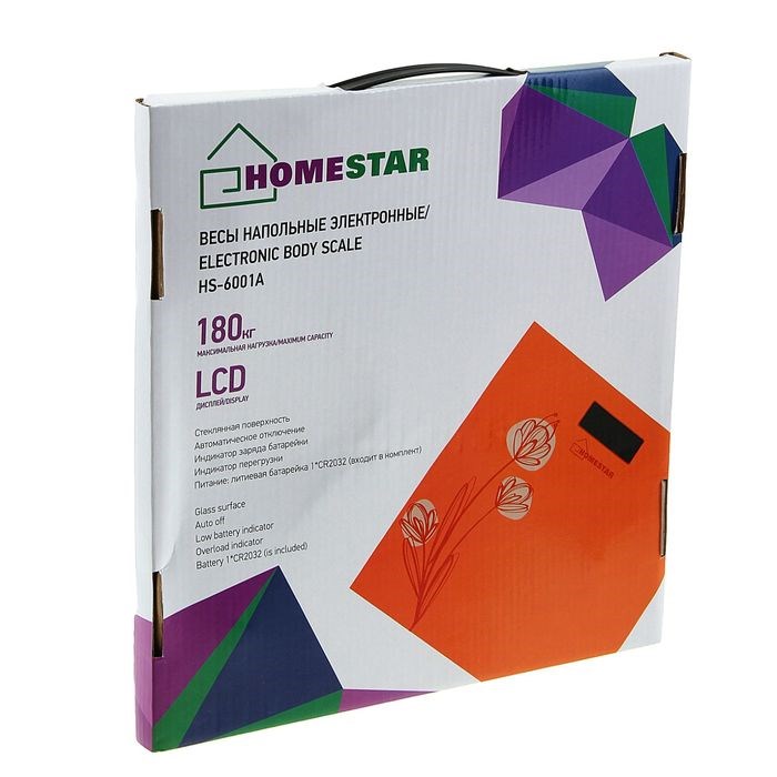 Весы напольные HOMESTAR HS-6001A, электронные, до 180 кг, 1хCR2032, стекло, оранжевые - фото 51412922 Весы напольные HOMESTAR HS-6001A, электронные, до 180 кг, 1хCR2032, стекло, оранжевые - фото 51412922