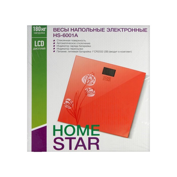 Весы напольные HOMESTAR HS-6001A, электронные, до 180 кг, 1хCR2032, стекло, оранжевые - фото 51412924 Весы напольные HOMESTAR HS-6001A, электронные, до 180 кг, 1хCR2032, стекло, оранжевые - фото 51412924