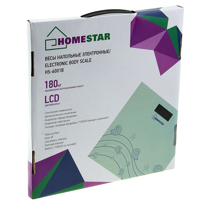 Весы напольные HOMESTAR HS-6001B, электронные, до 180 кг, 1хCR2032, стекло, голубые - фото 51412930 Весы напольные HOMESTAR HS-6001B, электронные, до 180 кг, 1хCR2032, стекло, голубые - фото 51412930