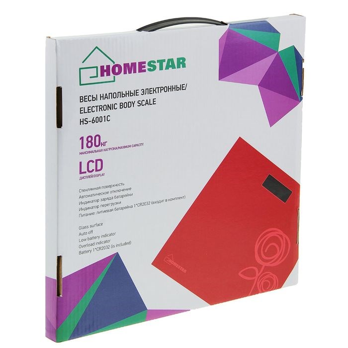 Весы напольные HOMESTAR HS-6001C, электронные, до 180 кг, 1хCR2032, стекло, красные - фото 51412938 Весы напольные HOMESTAR HS-6001C, электронные, до 180 кг, 1хCR2032, стекло, красные - фото 51412938