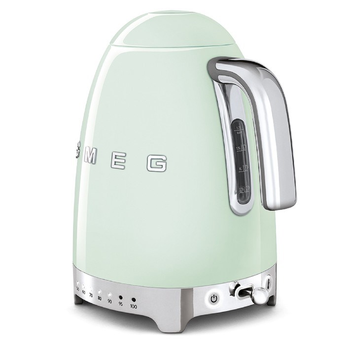 Чайник электрический Smeg KLF04PGEU, металл, 1.7 л, 2400 Вт, регулировка t°, цвет мятный - фото 51413589 Чайник электрический Smeg KLF04PGEU, металл, 1.7 л, 2400 Вт, регулировка t°, цвет мятный - фото 51413589