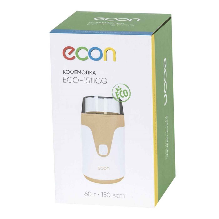 Кофемолка электрическая Econ ECO-1511CG, 150 Вт, 60 г, цвет белый-бежевый - фото 51414500 Кофемолка электрическая Econ ECO-1511CG, 150 Вт, 60 г, цвет белый-бежевый - фото 51414500