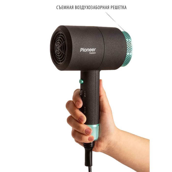 Фен Pioneer HD-1802, 1800 Вт, 2 скорости, 3 температурных режима, чёрно-бирюзовый - фото 51414521 Фен Pioneer HD-1802, 1800 Вт, 2 скорости, 3 температурных режима, чёрно-бирюзовый - фото 51414521