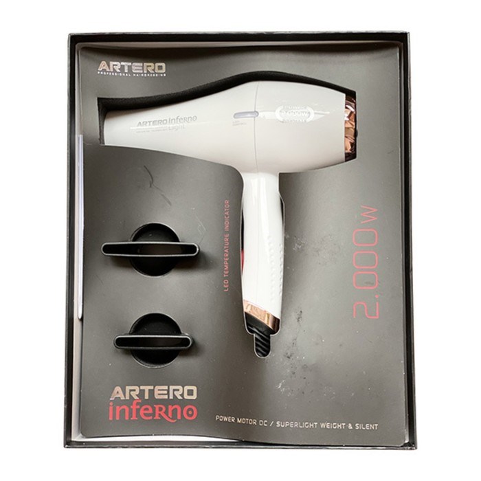 Фен парикмахерский Artero Inferno Light, 2000 Вт, 2 режима, 2 скорости, 2 насадки, шнур 3 м 939936 - фото 51414813 Фен парикмахерский Artero Inferno Light, 2000 Вт, 2 режима, 2 скорости, 2 насадки, шнур 3 м 939936 - фото 51414813