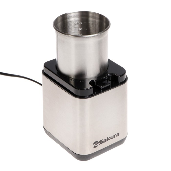 Кофемолка Sakura SA-6161S, электрическая, ножевая 200 Вт, 80 г, серебристо-чёрная - фото 51414957 Кофемолка Sakura SA-6161S, электрическая, ножевая 200 Вт, 80 г, серебристо-чёрная - фото 51414957