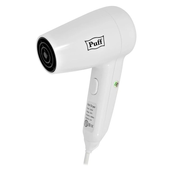 Фен Puff-1300, 1300 Вт, 2 скорости, белый - фото 51415292 Фен Puff-1300, 1300 Вт, 2 скорости, белый - фото 51415292