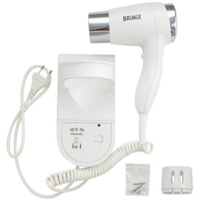 Фен BRIMIX 6830, настенный, 1200 Вт, 2 режима, 2 скорости, белый - фото 51415307 Фен BRIMIX 6830, настенный, 1200 Вт, 2 режима, 2 скорости, белый - фото 51415307