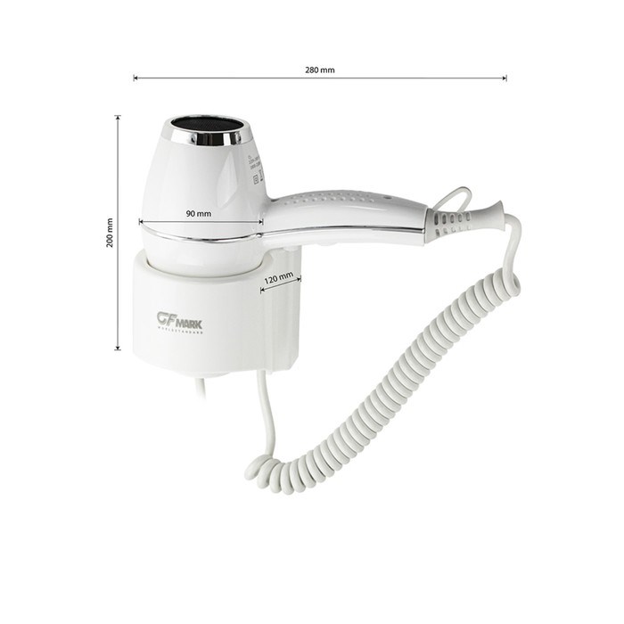 Фен GFmark 6832, настенный, 1850 Вт, 2 режима, 2 скорости. белый - фото 51415421 Фен GFmark 6832, настенный, 1850 Вт, 2 режима, 2 скорости. белый - фото 51415421