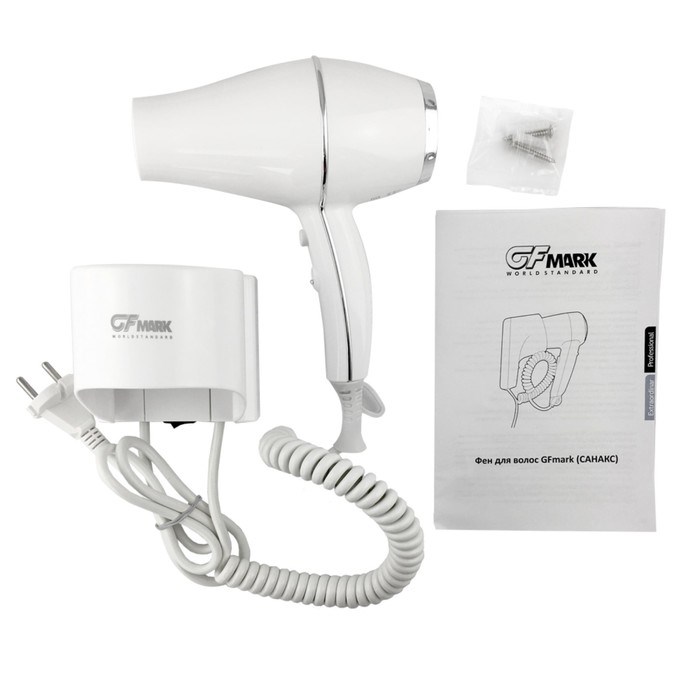 Фен GFmark 6832, настенный, 1850 Вт, 2 режима, 2 скорости. белый - фото 51415422 Фен GFmark 6832, настенный, 1850 Вт, 2 режима, 2 скорости. белый - фото 51415422