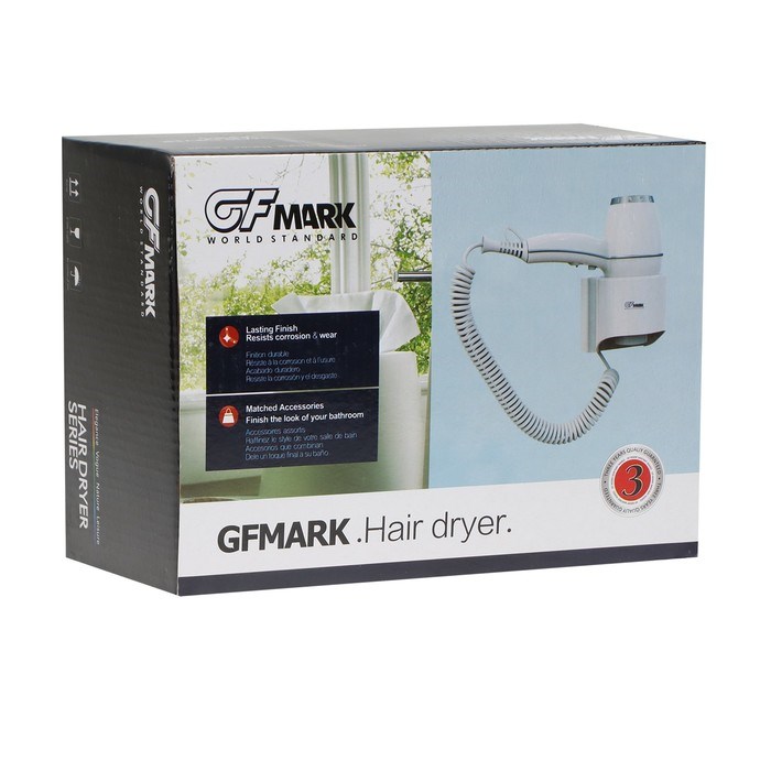 Фен GFmark 6832, настенный, 1850 Вт, 2 режима, 2 скорости. белый - фото 51415424 Фен GFmark 6832, настенный, 1850 Вт, 2 режима, 2 скорости. белый - фото 51415424