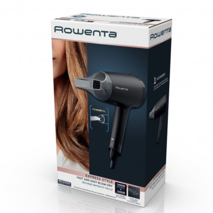Фен Rowenta CV1803F0, 1600 Вт, DC мотор, 2 режима, хол.воздух, концентратор, чёрный - фото 51415494 Фен Rowenta CV1803F0, 1600 Вт, DC мотор, 2 режима, хол.воздух, концентратор, чёрный - фото 51415494