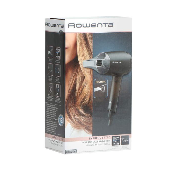 Фен Rowenta CV1803F0, 1600 Вт, DC мотор, 2 режима, хол.воздух, концентратор, чёрный - фото 51415495 Фен Rowenta CV1803F0, 1600 Вт, DC мотор, 2 режима, хол.воздух, концентратор, чёрный - фото 51415495