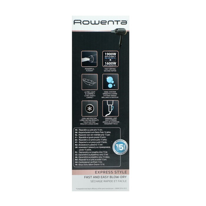Фен Rowenta CV1811F0, 1600 Вт, DC мотор, ионизация, 2 режима, хол.воздух, концентратор - фото 51415511 Фен Rowenta CV1811F0, 1600 Вт, DC мотор, ионизация, 2 режима, хол.воздух, концентратор - фото 51415511