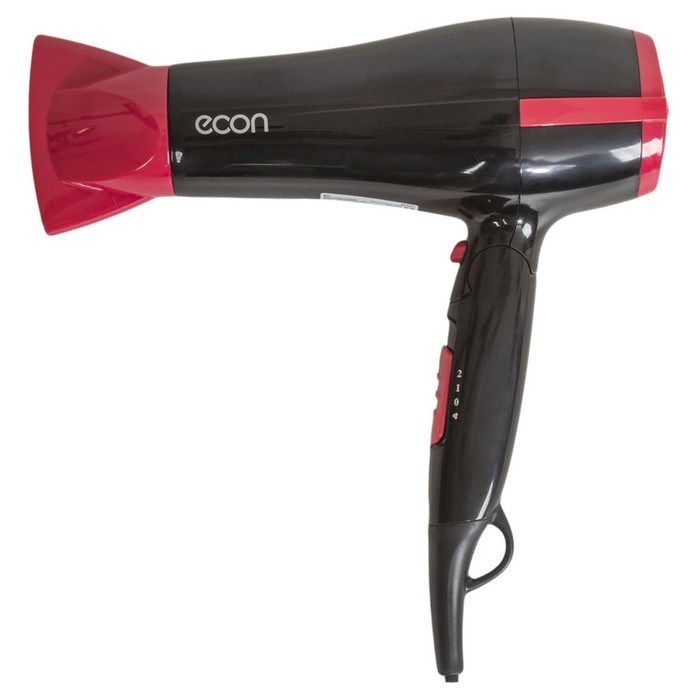 Фен ECO-BH220D, 2200 Вт, 2 скорости, 3 температурных режима, цвет чёрный-красный - фото 51415527 Фен ECO-BH220D, 2200 Вт, 2 скорости, 3 температурных режима, цвет чёрный-красный - фото 51415527