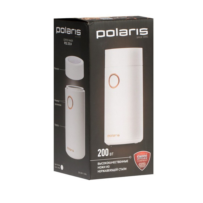 Кофемолка Polaris PCG 2014, электрическая, ножевая, 200 Вт, 50 г, белая - фото 51415653 Кофемолка Polaris PCG 2014, электрическая, ножевая, 200 Вт, 50 г, белая - фото 51415653