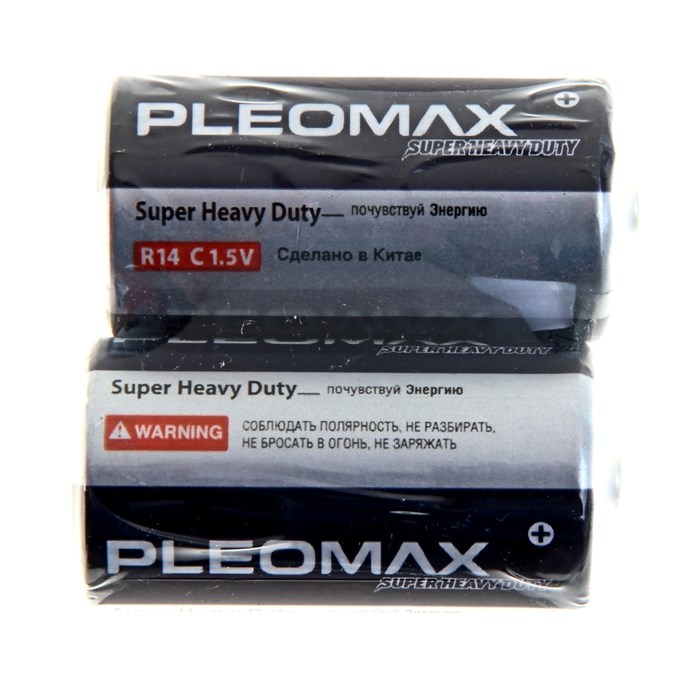 Батарейка солевая Pleomax Super Heavy Duty, С, R14-2S, 1.5В, спайка, 2 шт. - фото 51415989 Батарейка солевая Pleomax Super Heavy Duty, С, R14-2S, 1.5В, спайка, 2 шт. - фото 51415989
