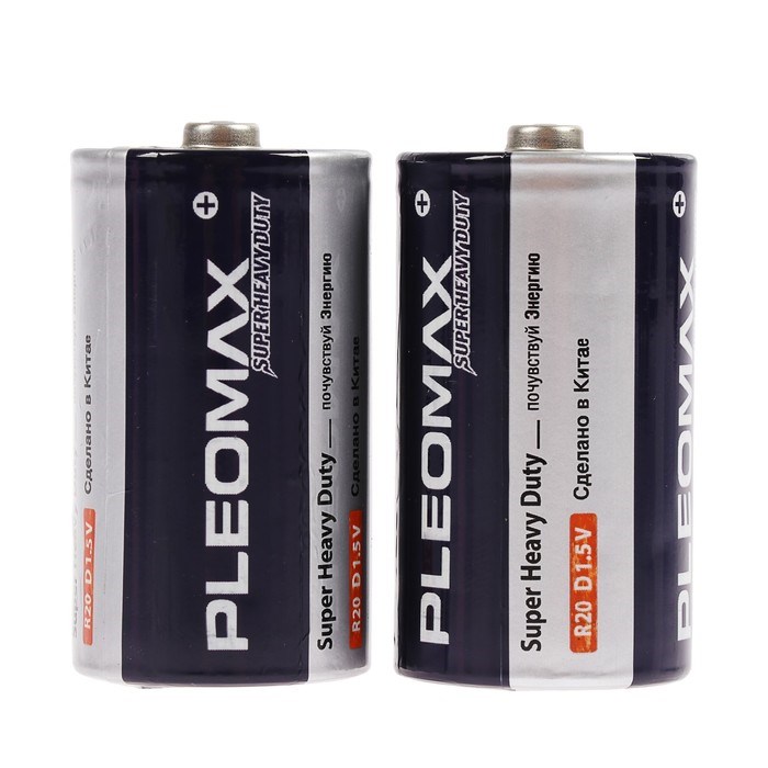 Батарейка солевая Pleomax Super Heavy Duty, D, R20-2S, 1.5В, спайка, 2 шт. - фото 51415990 Батарейка солевая Pleomax Super Heavy Duty, D, R20-2S, 1.5В, спайка, 2 шт. - фото 51415990