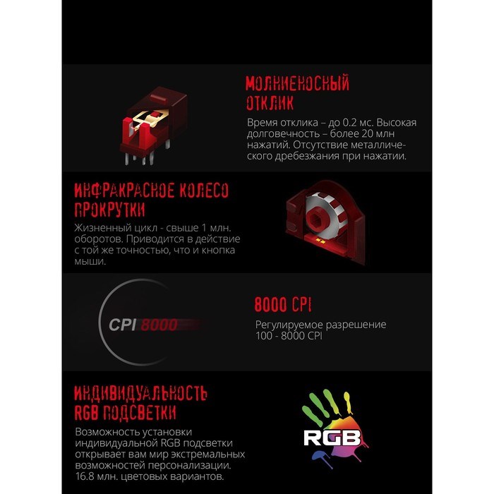 Мышь A4Tech Bloody P81s Starlight рисунок/черный оптическая (8000dpi) USB (7but) - фото 51416403 Мышь A4Tech Bloody P81s Starlight рисунок/черный оптическая (8000dpi) USB (7but) - фото 51416403