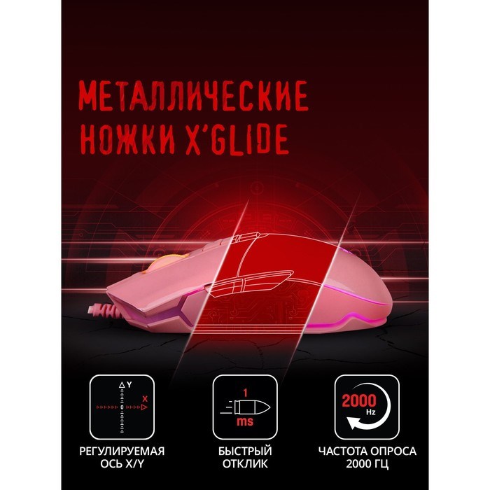 Мышь A4Tech Bloody P91s розовый оптическая (8000dpi) USB (8but) - фото 51416425 Мышь A4Tech Bloody P91s розовый оптическая (8000dpi) USB (8but) - фото 51416425